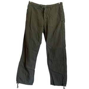 H&M L.O.G.G Olive Green Utility Pants Drawstring Hem 33 Gorpcore Streetwear